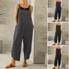 Spring Summer Women's Loose Wide Leg Overalls Adjustable Solid Color Cotton Linen Baggy Full Trousers Female Jumpsuits
