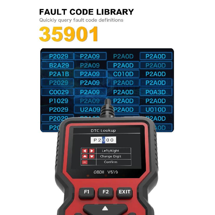 V519 OBD2 Scanner Diagnostic Auto Scan Tool Tools Supports 10 Language OBDII Fixd Scanner Code Reader with 2.8-inch Color Screen