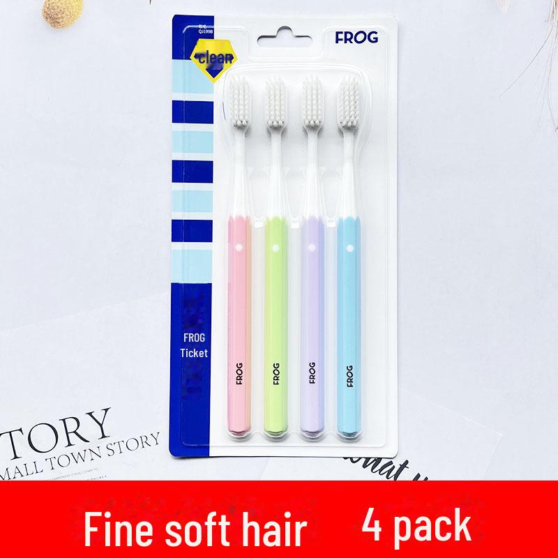 Frog Toothbrush 4-Pack for Adults, Large Head & Soft Bristles, Unisex Home Use