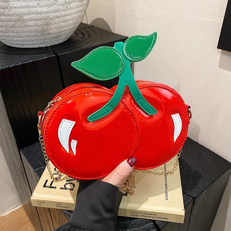 Internet celebrity cute fruit bag 2025 new Mori sweet girl fashion personality cherry shape crossbody small round bag