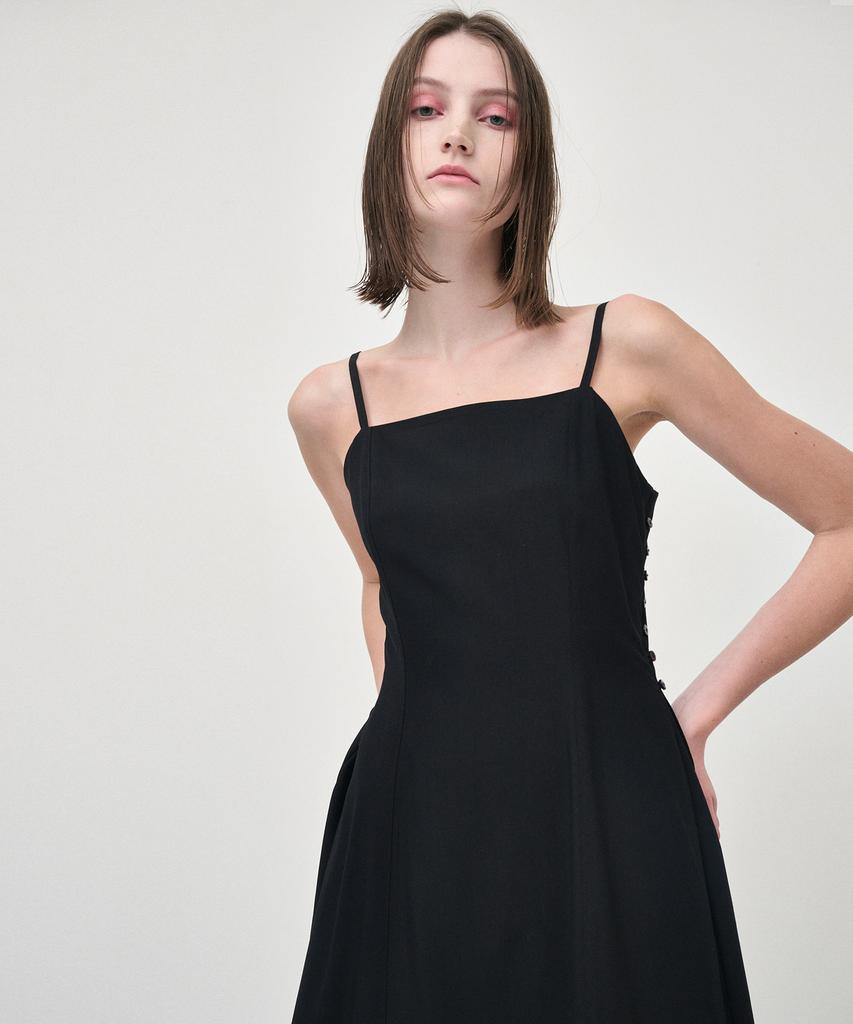 Etmont Slip Line Button Detail Dress, Black