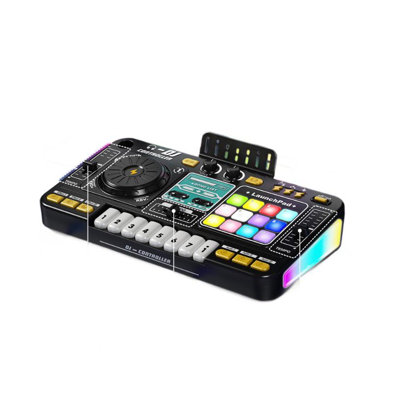 Toca-discos DJ Bluetooth Infantil com Percussão, Luzes e Microfone – Brinquedo Musical Multifuncional