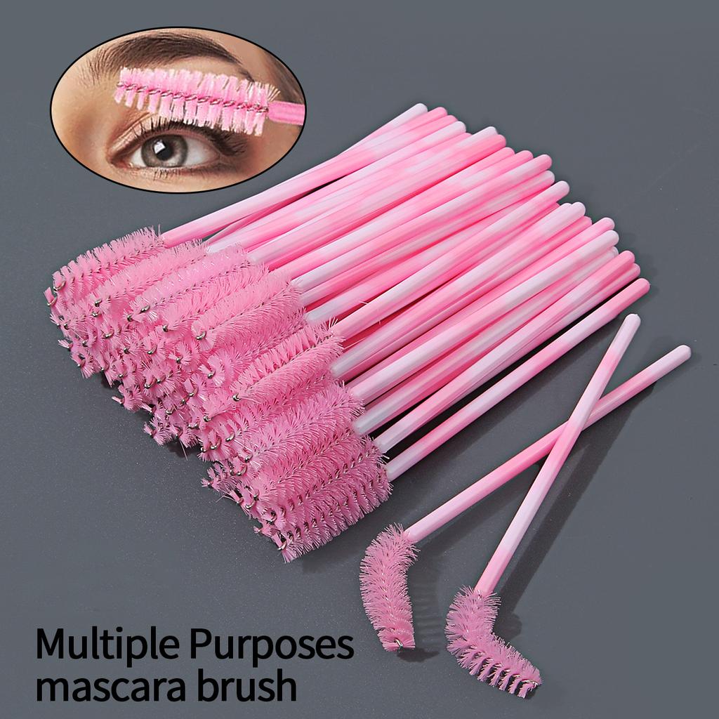 Pink and White Two-tone Mascara Brush Eyebrow Brush Portable Spiral Brush Multi-function Grafting Mascara Cleaning Tool 25PCS
