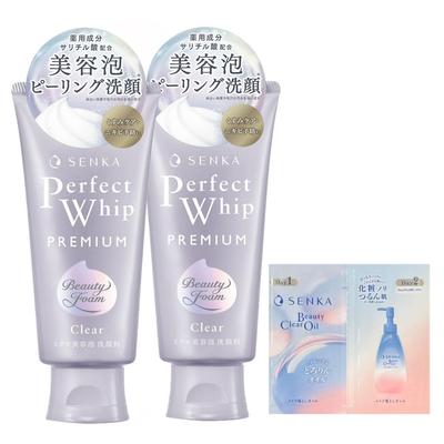 Senka SENKA Premium Perfect Whip Clear 120g x 2 Bonusová Pěna pro Krásu Piling Průhlednost Póry Exfoliace Péče o Matnou Pleť Léčivá Čisticí Pěna na Obličej