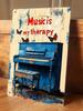 1PC 2D flat retro blue piano iron painting plaque music theme wall decoration living room study bedroom art pendant butterfly el