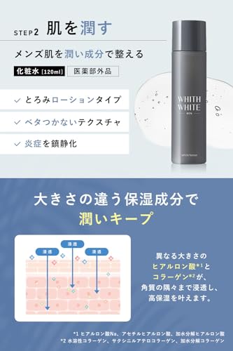 Easily Update Your Cleansing Look with Fis White Men's Skincare Set: Quasi-drug Whitening Lotion, Facial Cleanser, and Serum (For Acne and Dark Spots)