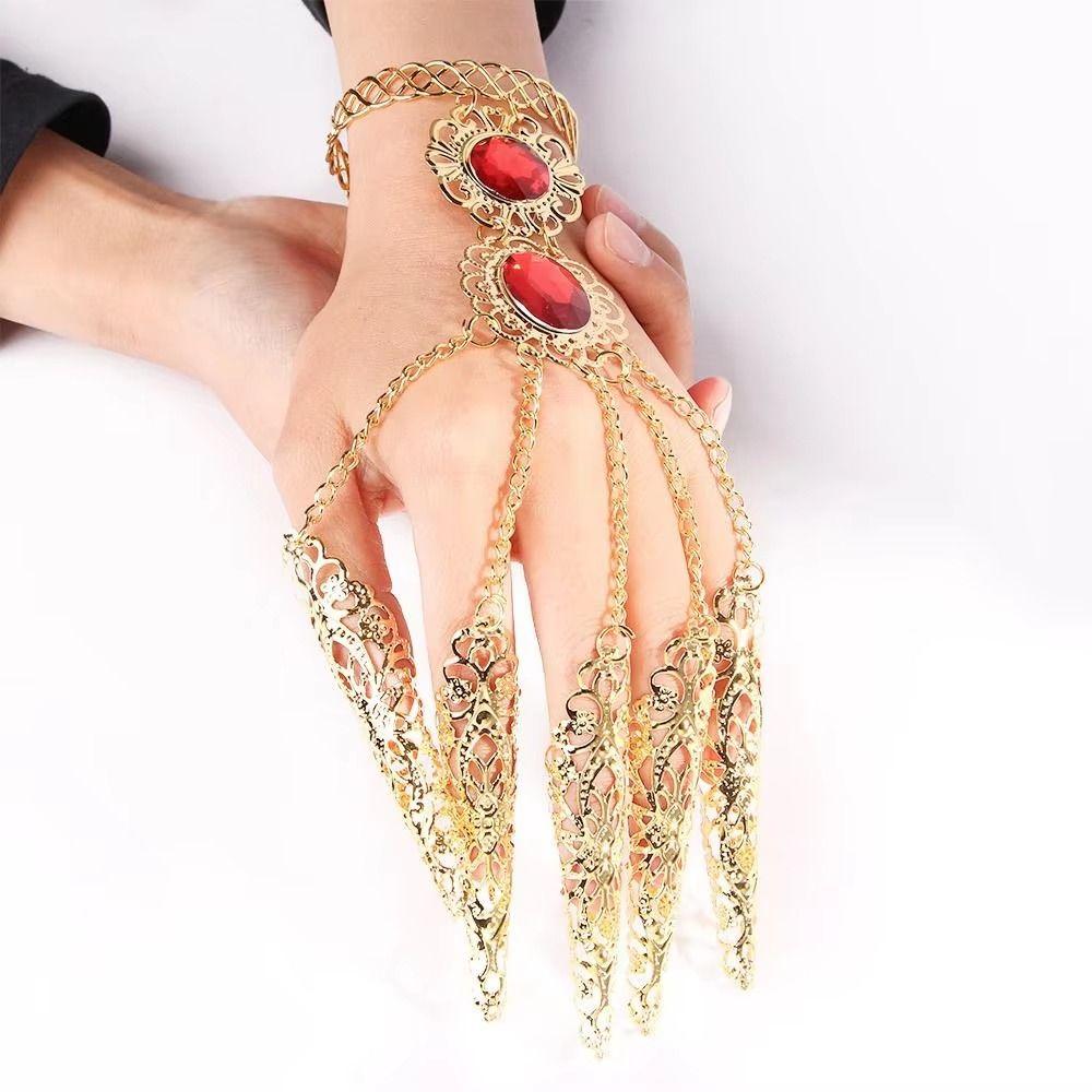 1 pair Indian Thai Golden Finger Bracelet Gold Color Belly Dance Bracelet  Costume