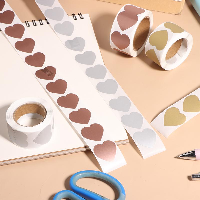 300Pcs/roll Heart Scratch Off Stickers Labels Scratch Sticker Label Stationery DIY Handmade Game Sticker Self-Adhesive Stickers