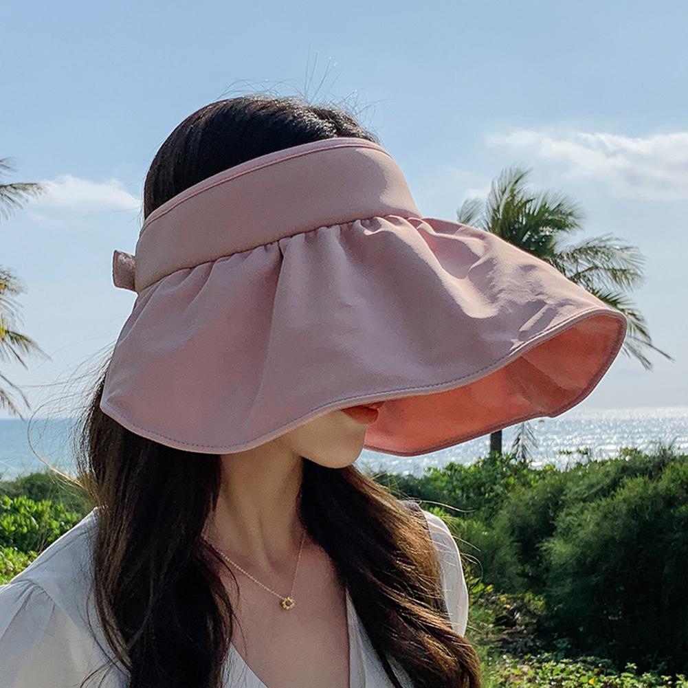 Women Summer Sunhat Wide Brim Anti-uv Sun Protection Hat Empty Top Sun Visor Cap For Cycling Fishing Shopping