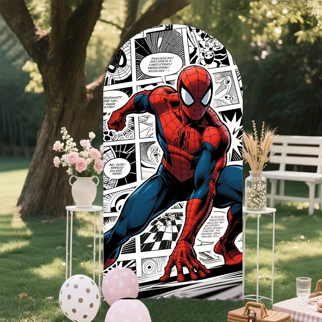 BEPAN Spiderman theme arched background customizable children's birthday party decoration background baby shower props stretch fabric