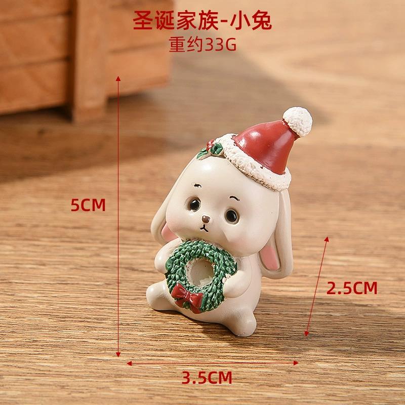 Christmas Resin Small Animal Ornaments Creative Home Decor Mini Christmas Trees & Santa Clauses Christmas Gifts