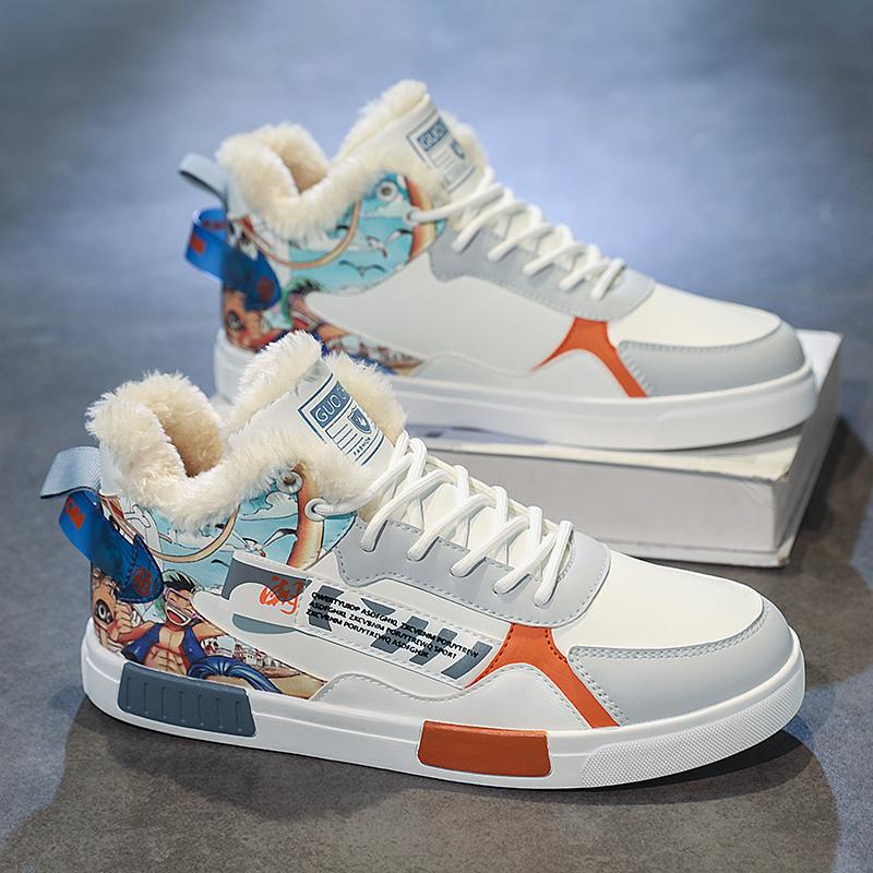 Pánské sportovní boty ležérní streetový styl kožešina běžecké tenisky boty pro studenty nadměrné zimní boty vysoké