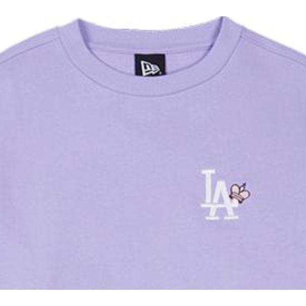 New Era Letter Embroidered Pullover American Sweatshirt Unisex Sweatshirt Light-Purple 13558610