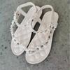 Plus Size Women's Shoes Summer New Flat Bohemian Studded Sandals Beach Shoes