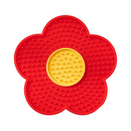 Silicone Pet Licking Mat Slow Feeder Mat with Suction Cups Flower Shape Lick Mat Prevents Overeating for Cats Dogs
