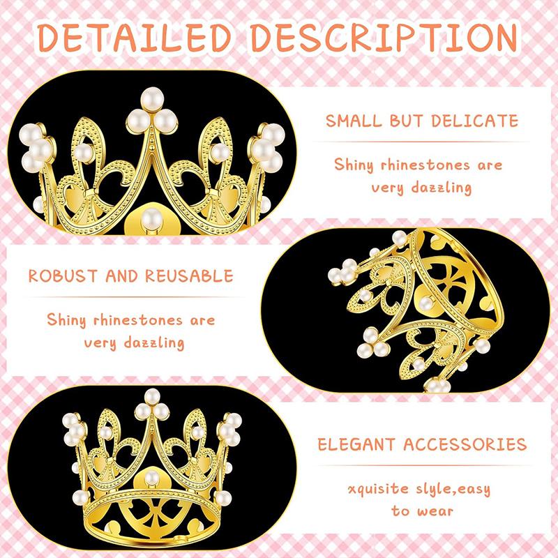 1/50pcs Mini Crown Cake Decoration Tiny Baby Small Pearl Tiara Crown Princess Topper Children Hair Ornaments Party Cake Decors