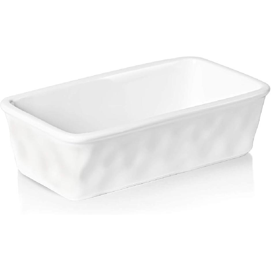 HAOTOP Ceramics Small Nonstick Baking Bread Loaf Pan, 8.5 x 4.6 Inch (White)