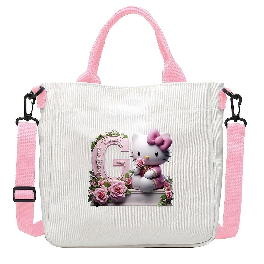 Sweet Cartoon Print 26 Letter Canvas Bag Schoolgirl Portable Crossbody Shoulder Bag Trend