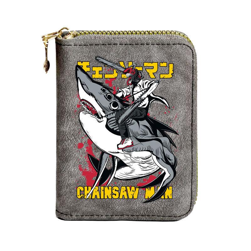 Chainsaw Man Zipper PU Wallet Short Multiple Card Slots Purse