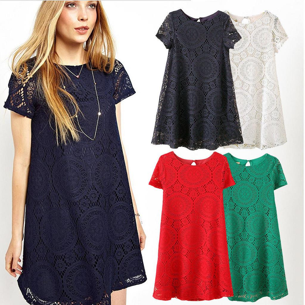 Elegante Abito in Pizzo Stile Europeo Abito Corto Svasato Vita Alta
