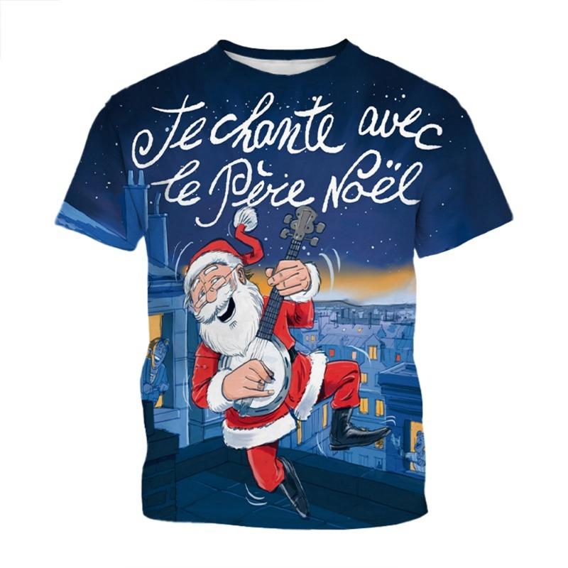 Sommer Mode Kreatives Design Weihnachtsmuster 3D-Druck Lässig Persönlichkeit Harajuku Stil Warm und Bequem T-Shirt