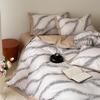 High-Count Pure Cotton Luxury 4-Piece Bedding Set with Duvet Cover & Striped Sheets