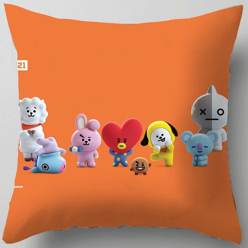 Cartoon Bt21 Cushion Cover Decorative Soft Pillow Case Sofa Car Protector Throw
