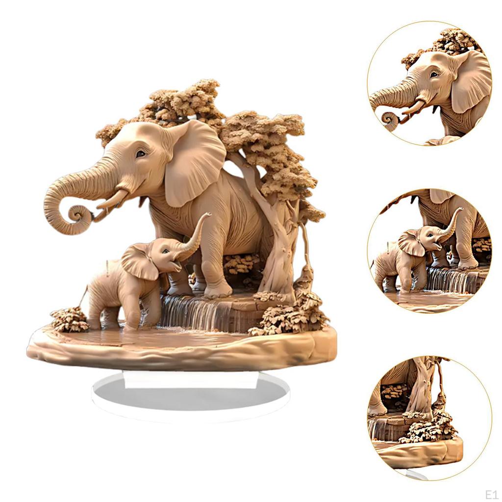 2D Acrylic Sign Elephant Plaque Art Craft Gifts Flat Home Decor Table Centerpiece