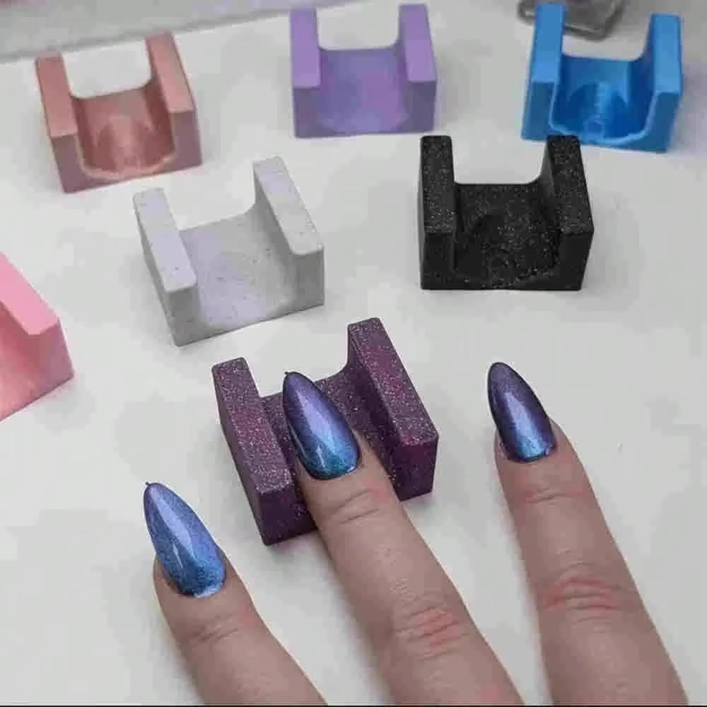 Magnetic Nail Holder, 1D Printed DIY Manicure Stand, Faux Suede Nail Display Rack, Anti-spill Nail Art Auxiliary Tool