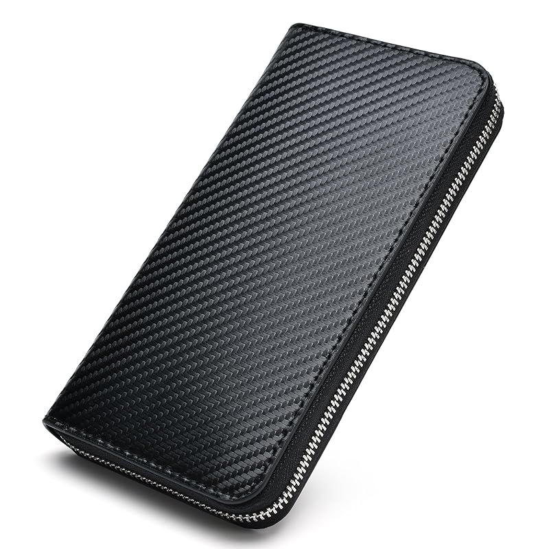 

[Toyonco] wallet men s long wallet carbon leather coin purse round zipper mens wallet simple large capacity Wallet luxury leather genuine leather gift
