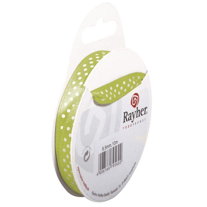 Ruban de satin pointillé, 9,5 mm, rouleau 10 m, vert clair