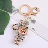 Keychain Pendant Sparkling Rhinestones Tiger Shape Charm Key Chain Strong Lobster Clasp Multi-Functional Key Holder