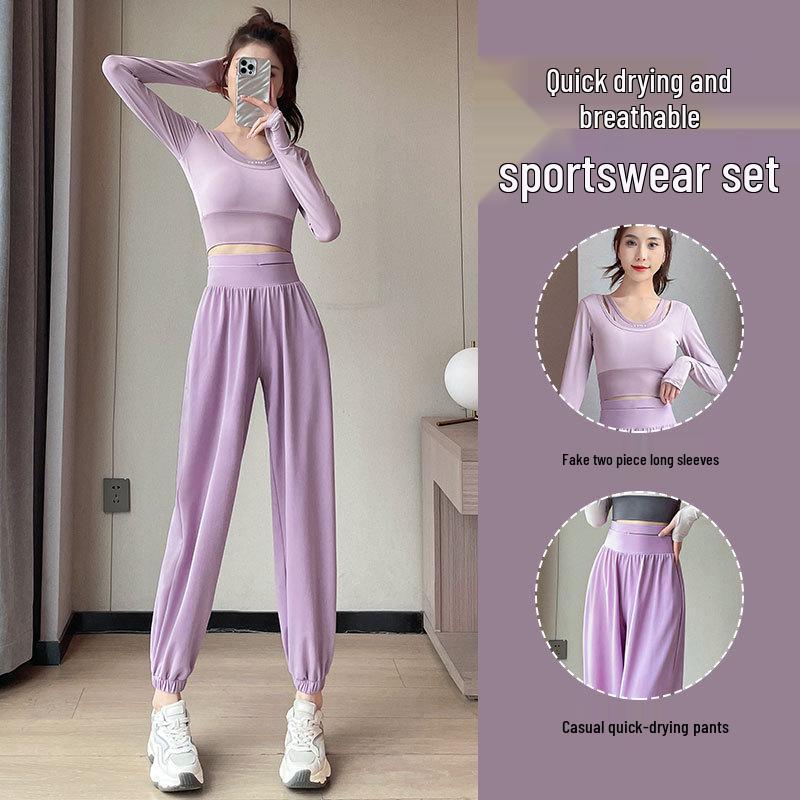 Women's Quick-Dry Yoga Suit: Casual Pants & Top for Morning Run, Summer 2024 Collection