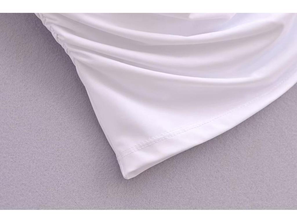 Autumn 2024 Women's European & American Style Versatile Pleated Long-Sleeve Drape Top