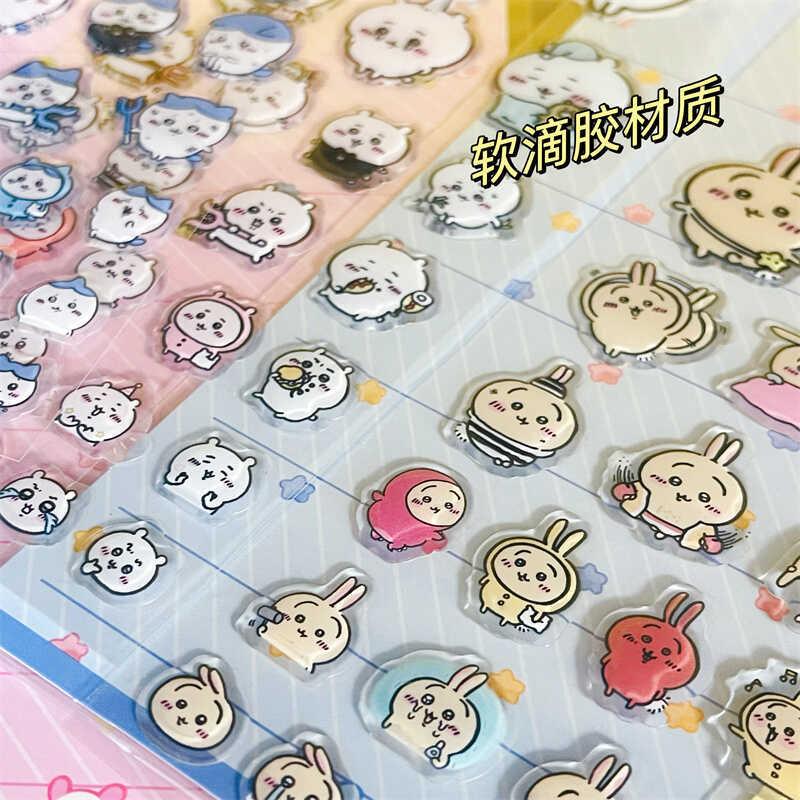 1 Sheet Cute Gifts   Sticker Hachiware Usagi Creative Drop Glue Stereo Decals Diy Decorative Computer Stickers