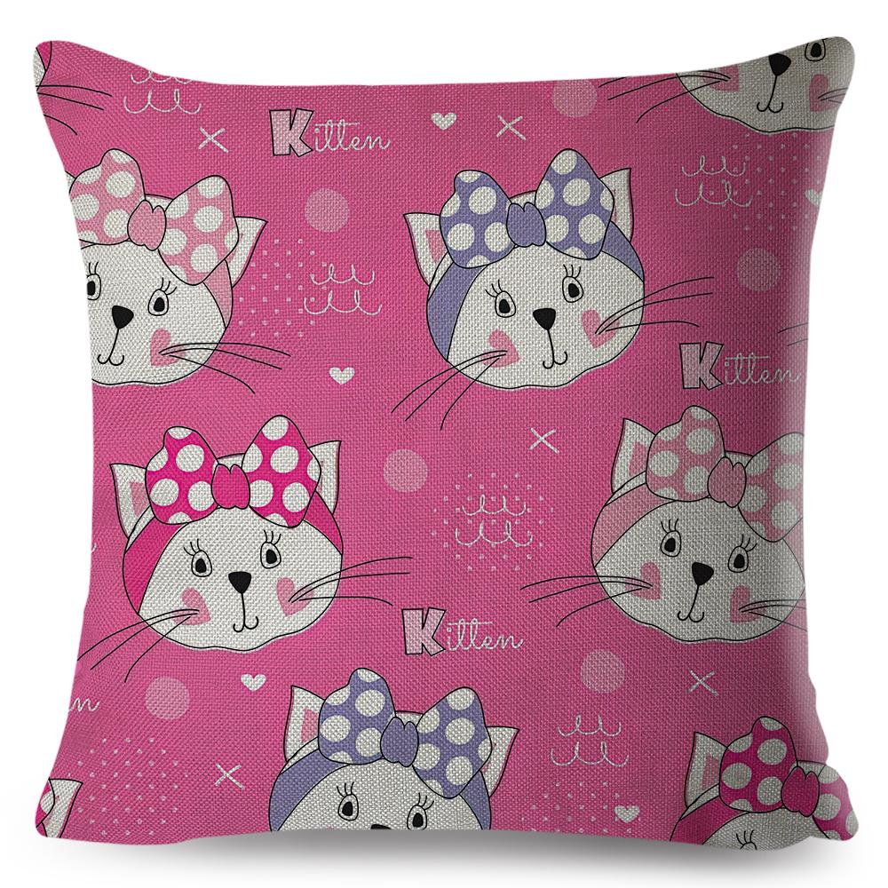 Playful Cat Pattern Design Double Sided Printed Living Room Bedroom Decor Cushion Cover