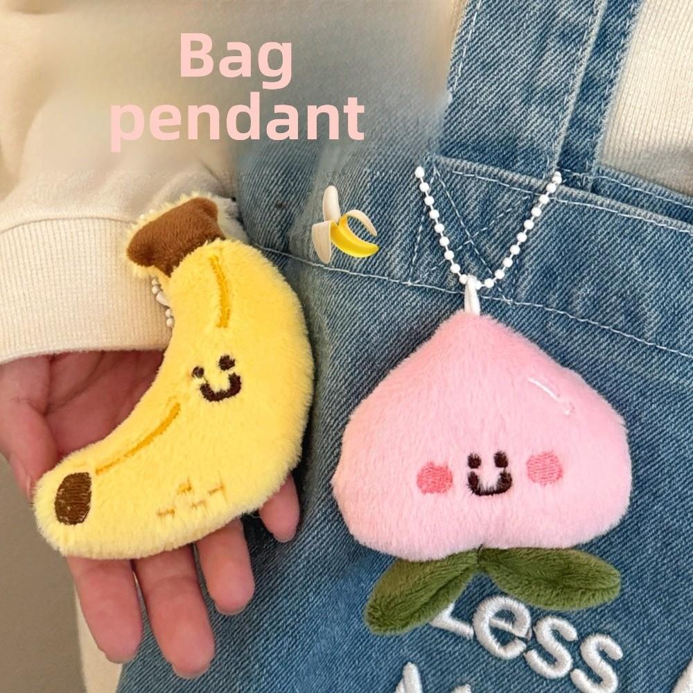 New Cartoon Fruit Plush Doll Keychain Cute Avocado Lemon Cherry Backpack Charm Mango Peach Banana Stuffed Pendant Birthday Gifts