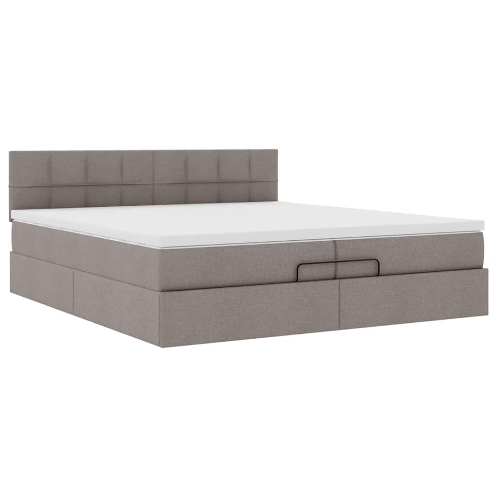 Ottoman Bed with Mattress Taupe 200x200 cm Fabric