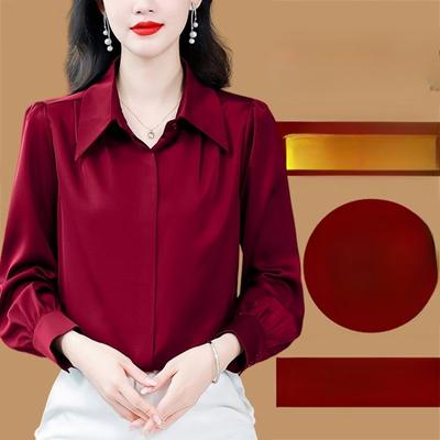 Blusa di seta di lusso a maniche lunghe per le donne, top per vestirsi a strati o per vestirsi elegantemente
