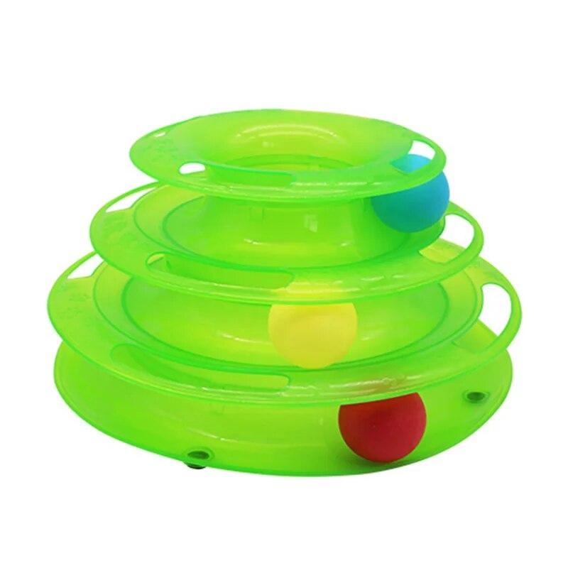 4 Levels Cat Disc Toys Training Amusement Plate Interactive Tower Tracks Cat Intelligence Curious Ball Quadruple Disc Tumble