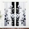 2pcs Black and White Style Floral Curtains: Suitable for Bedrooms/daily Use   Minimalist Style   Translucent Gauze Curtain