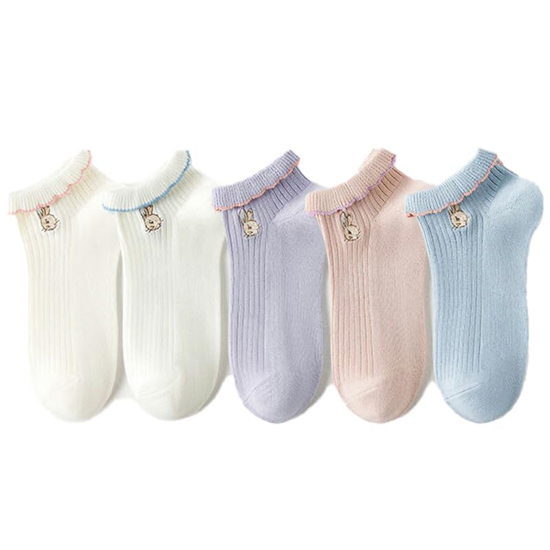 

CARAMELLA Peter Rabbit Socks for Women, 5-Pair Gift Set, Mesh Cotton Caramella Ankle Socks, Perfect Gift for Women, Cute Peter Rabbit Merchandise