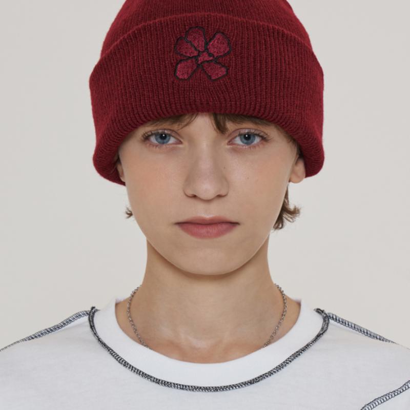 

ШАПКА-БИНИ ИЗ НЕАЛЛОИРОВАННОЙ ПРЯЖИ С ЦВЕТОЧНЫМ УЗОРОМ / ВИННЫЙ FREE