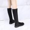 Elastische Kniehohe Schaftschuhe Frau Große Größe Warm Flache Lange Stiefel für Frauen Frühling 2025 Chic und Elegant Gyaru Y2k Pu Trend 39