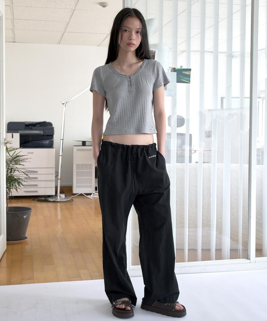 Obeodyupeulleeo Button Eyelet T-Shirt_Melange Gray