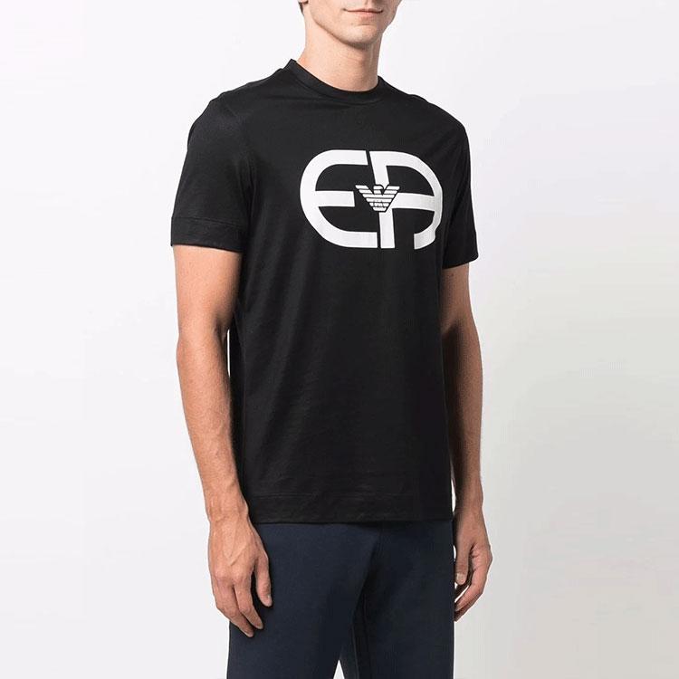 Emporio Armani Letter Round Neck Straight Fit Pullover Short Sleeve T-Shirt Men Tops Black 6K1T74-1JUVZ-0999