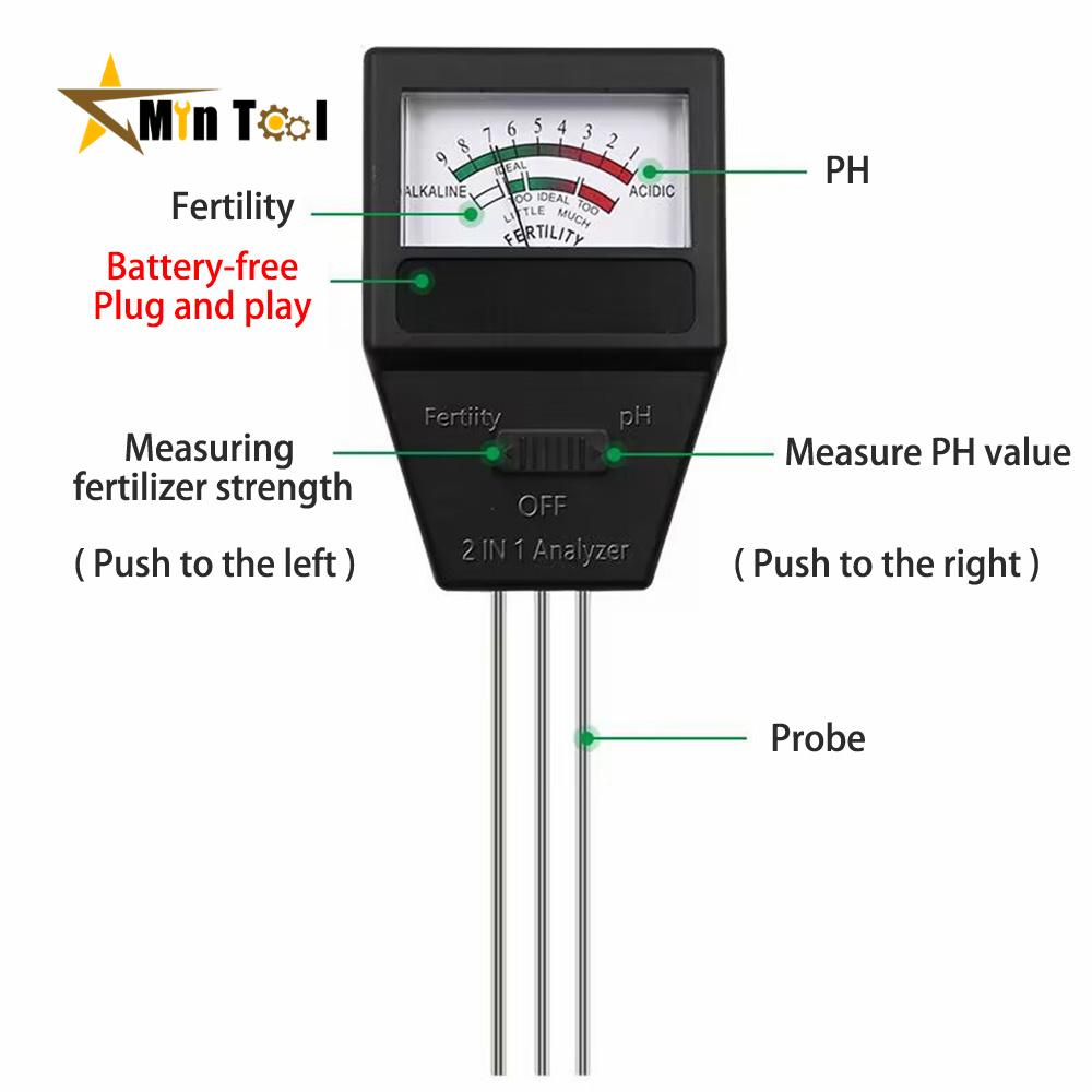2 In 1 Soil PH Fertility Meter With 3 Probes Soil PH Tester Plant Measure Device Acidity Meter Measuring Tool