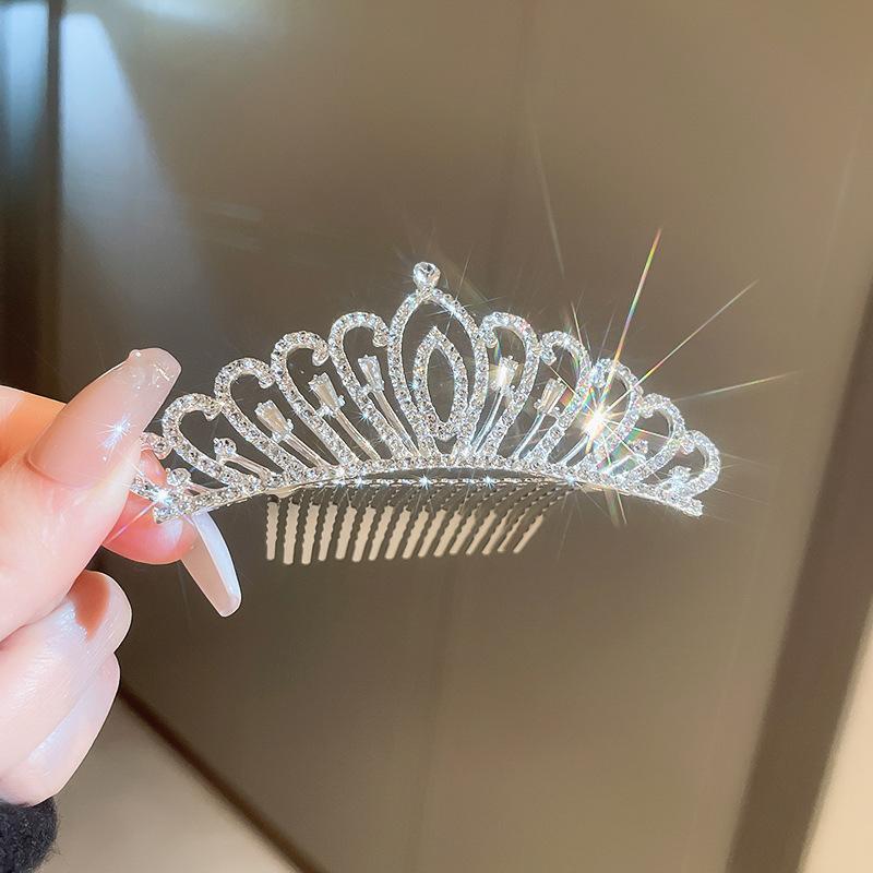 Super flash full diamond princess queen crown headband bride wedding banquet crown light luxury high-end temperament hair accessories woman