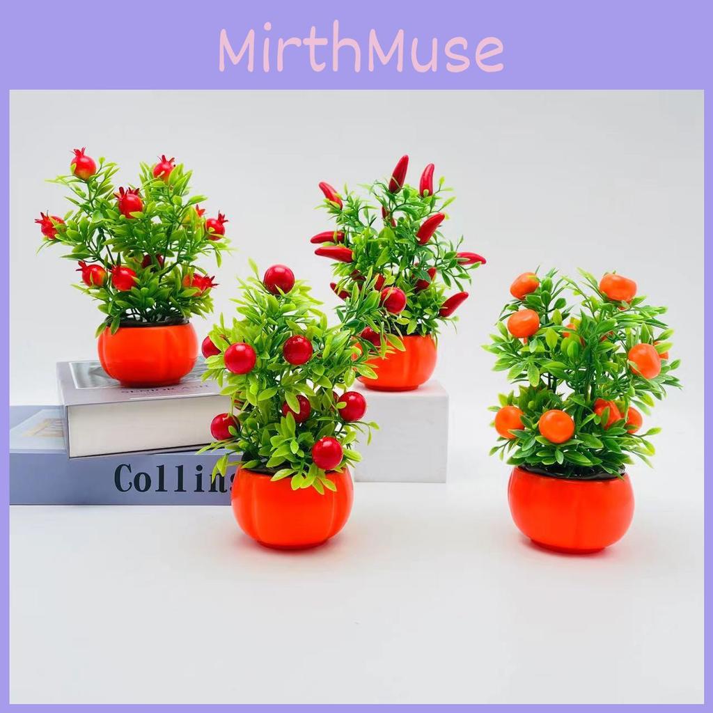 Orange Fake Realistic Fruit Tree Bonsai Celebration Decor Arrangements Tabletop