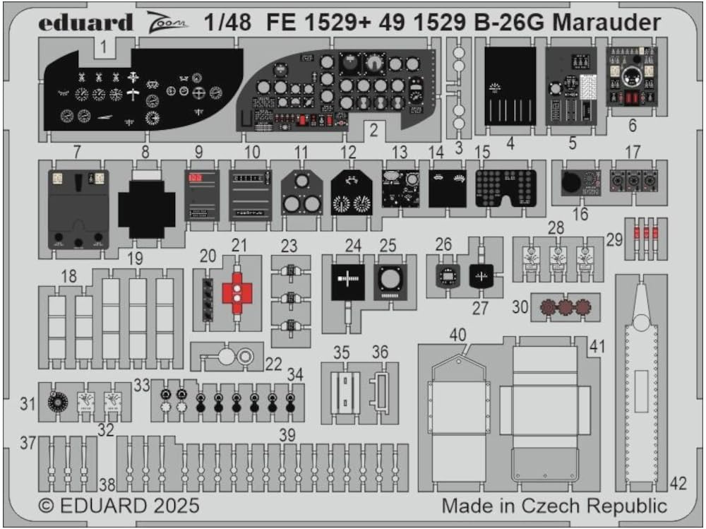 Eduard 1/48 Zoom B-26G Marauder Etching Parts (for ICM) Plastic Model Kits EDUFE1529 (Airplane)